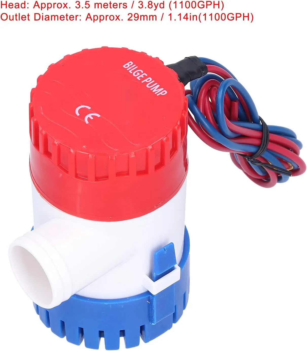 1100GPH High Performance Anti-Rust Energy Saving Bilge Pump for Boats, Aquariums and Water Circulation Systems (DC12V 1100GPH)