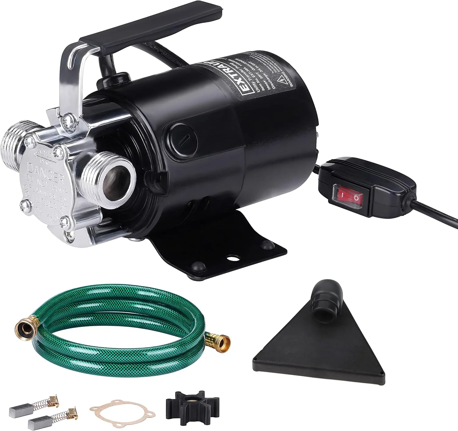 115V 330GPH Electric Utility Pump with On/Off Switch 6ft Water Hoses Kit for Removing Water from Water Beds Garden Pools Aquariums Hot Tub Draining 1/8’’ Low Suction