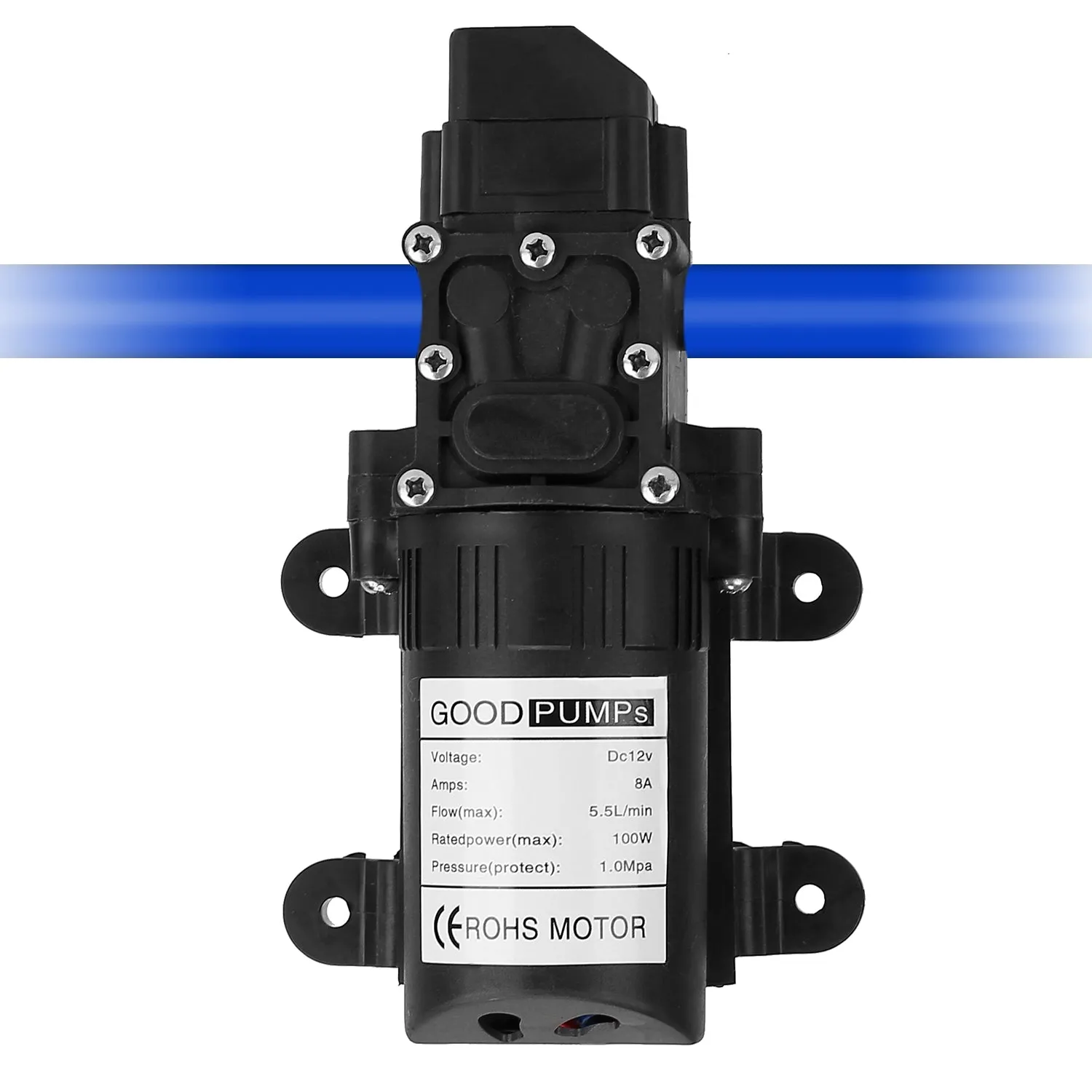 12V Water Pump with 2 Hose Clamps 123PSI Self Priming Sprayer Pump
