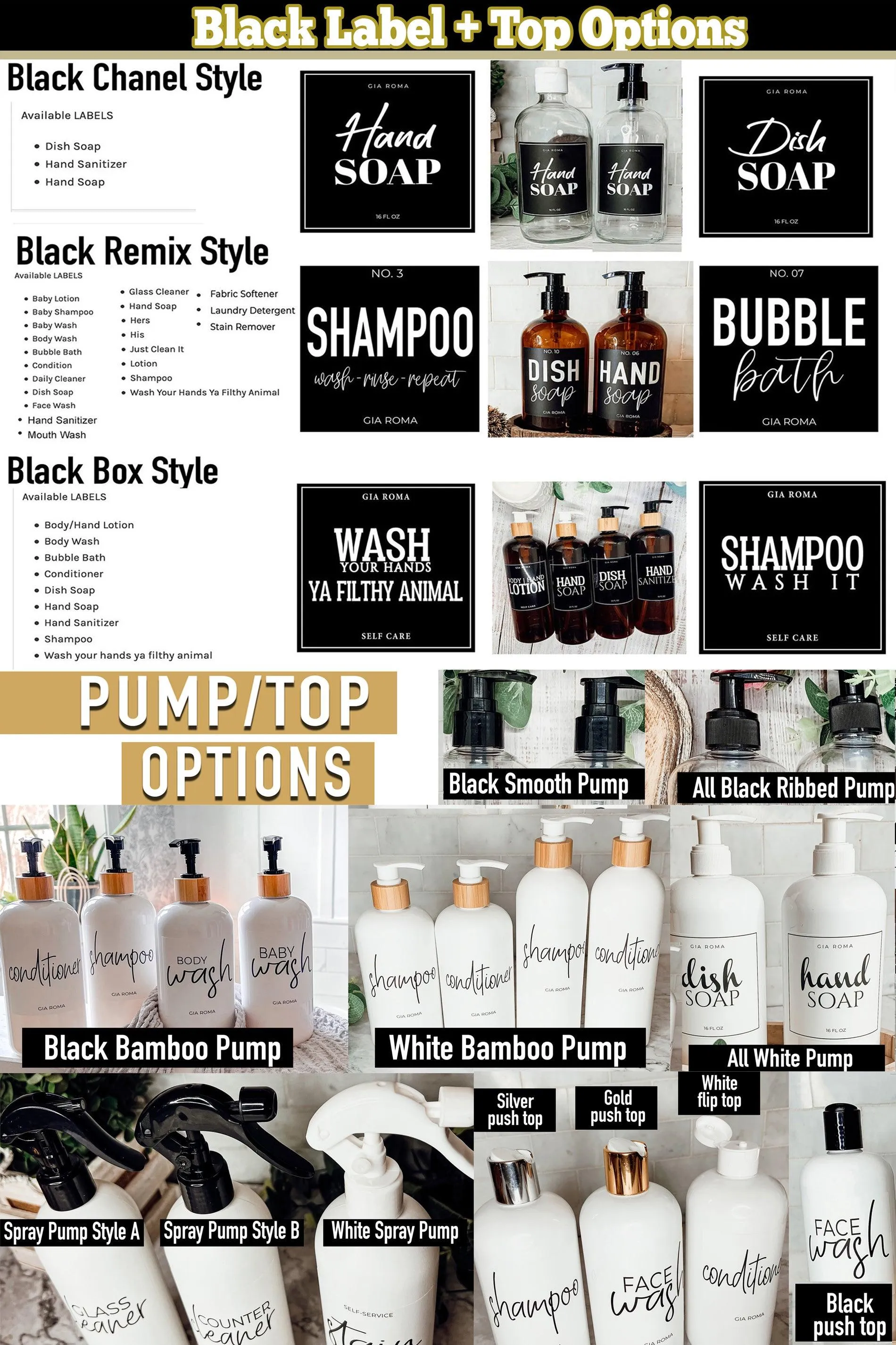 16oz Plastic White Dispenser | Black Label