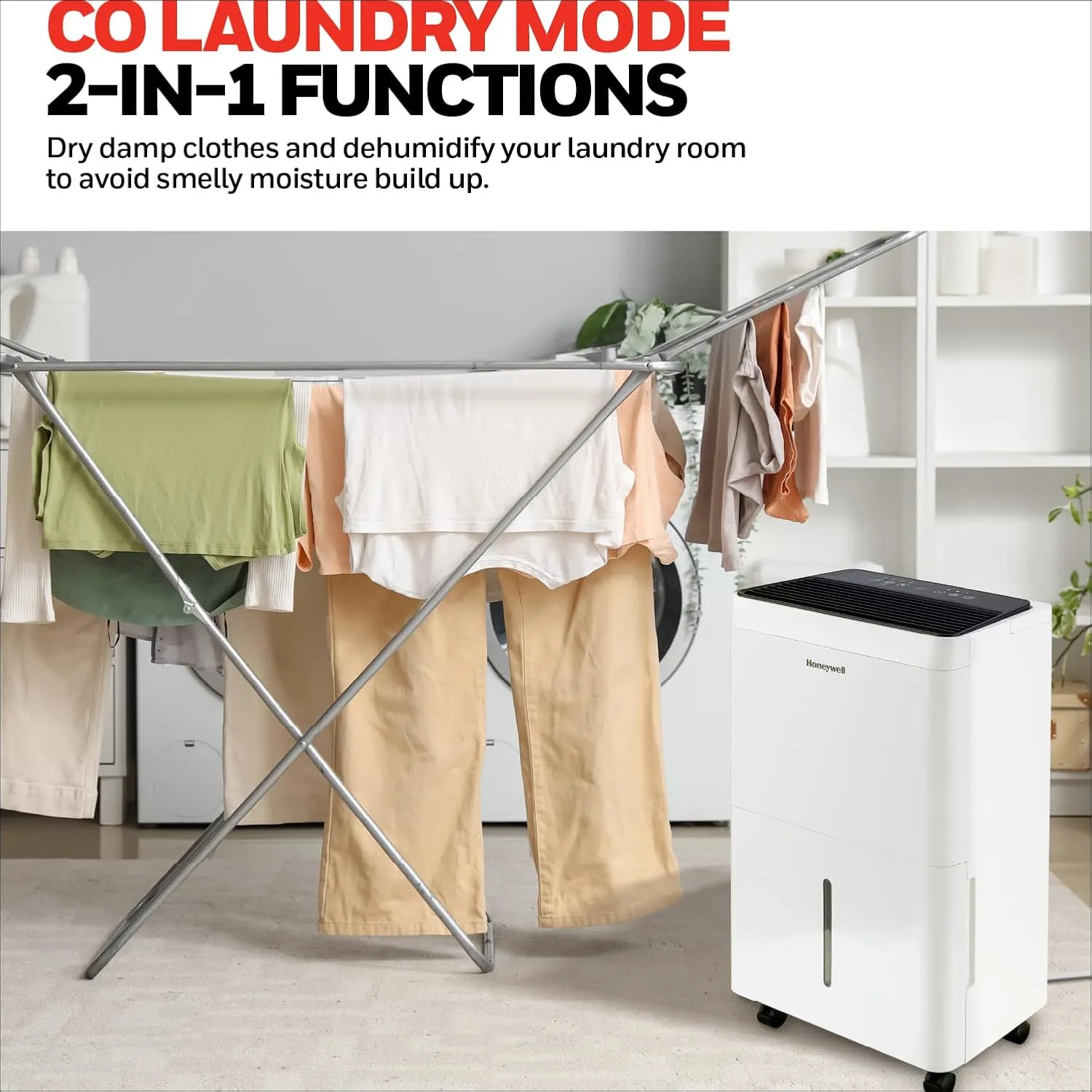 2024 NEW! Honeywell 50-Pint ENERGY STAR Dehumidifier with Built-in PUMP – Laundry Mode, Auto-Comfort Mode & Thermal Overload Protection, TPFIT50PWK