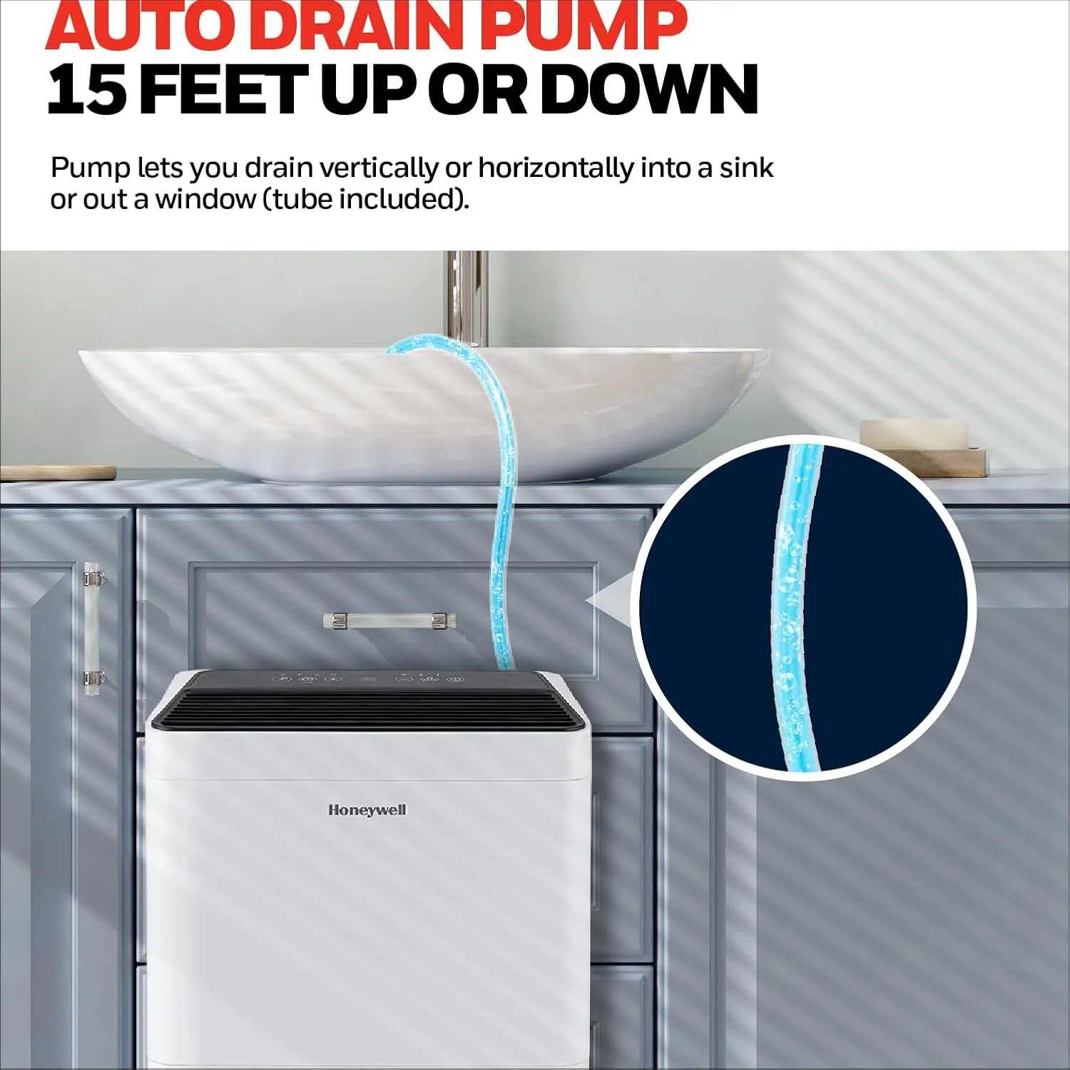 2024 NEW! Honeywell 50-Pint ENERGY STAR Dehumidifier with Built-in PUMP – Laundry Mode, Auto-Comfort Mode & Thermal Overload Protection, TPFIT50PWK