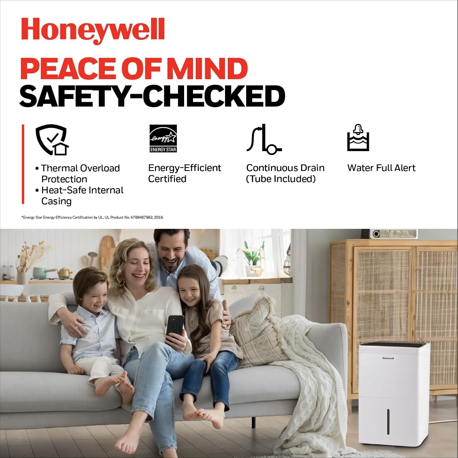 2024 NEW! Honeywell 50-Pint ENERGY STAR Dehumidifier with Built-in PUMP – Laundry Mode, Auto-Comfort Mode & Thermal Overload Protection, TPFIT50PWK