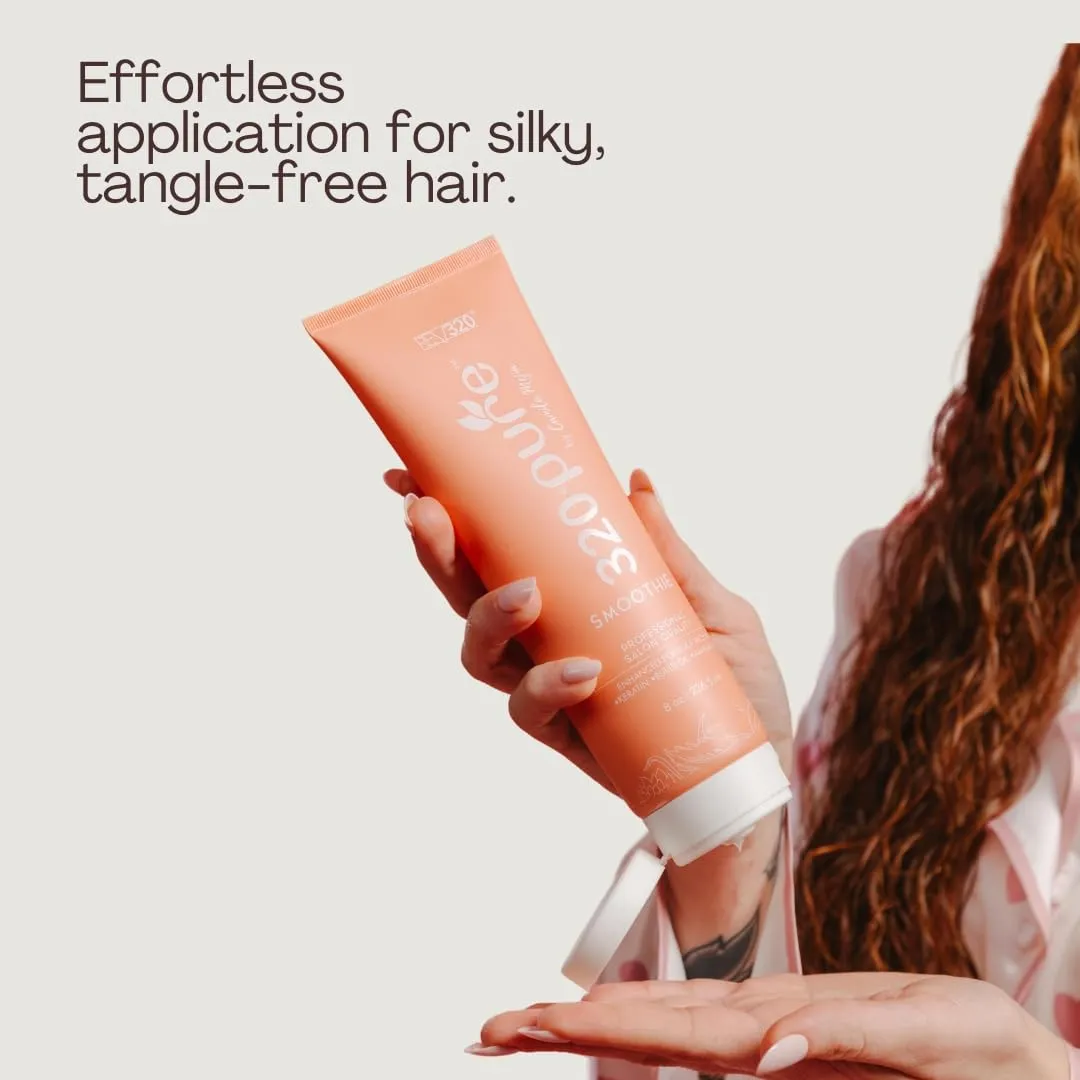 320Pure Smoothie Leave In Conditioner 16oz Pump Bottle, Sulfate Free, Color Safe & Lightweight Formula, Deep Repair Moisturizing Detangler for Frizzy, Curly, Thick, Wavy, Dry & Damaged Hair