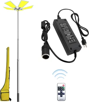 35000lm LED Telescopic Camping Lights Portable Outdoor with Remote and Ac to Dc 110V to 12V Converter