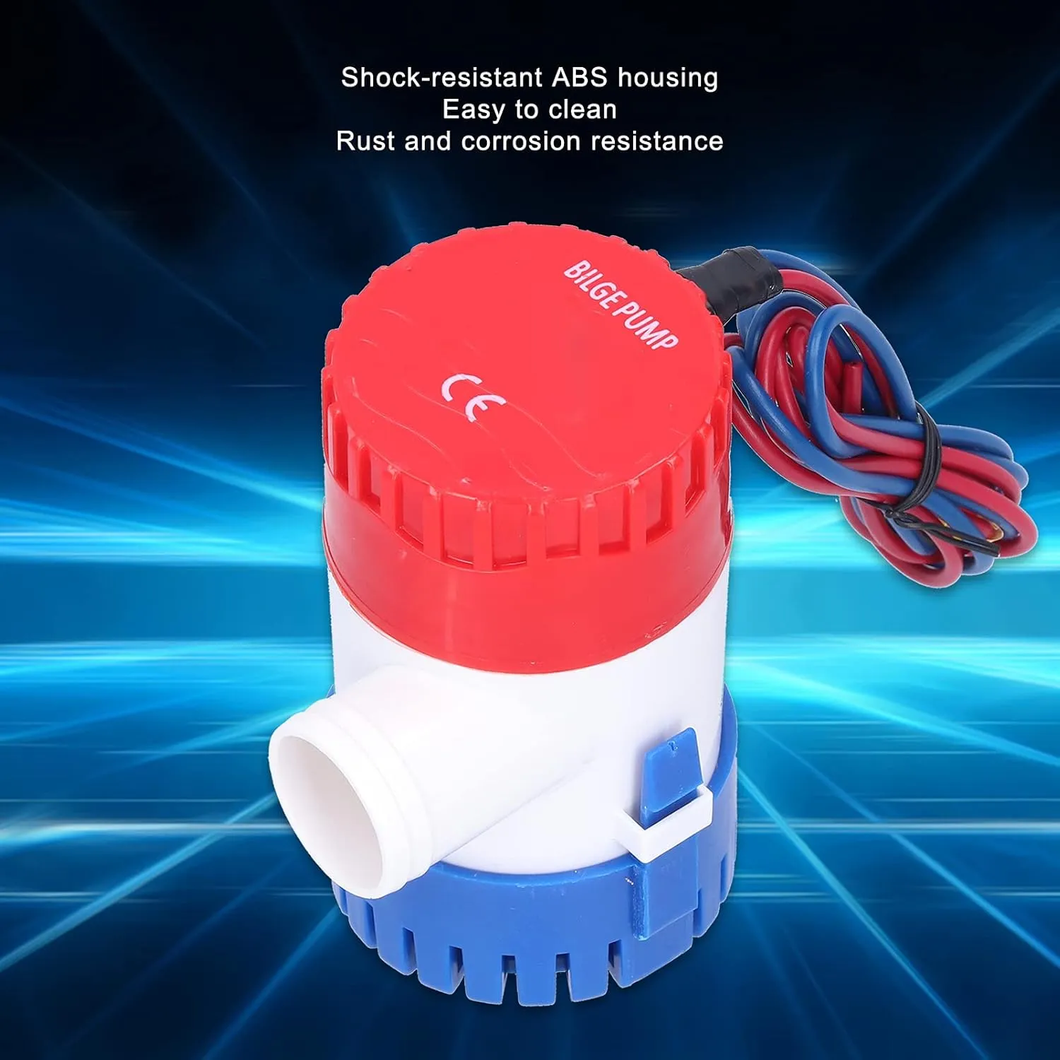 350GPH, 500GPH, 750GPH Bilge Pump with Shock ABS Housing, Stainless Steel Shaft, Easy to Clean Filter for Sea Water Quality Analysis, Ship Bilge Sewage Discharge (DC24V