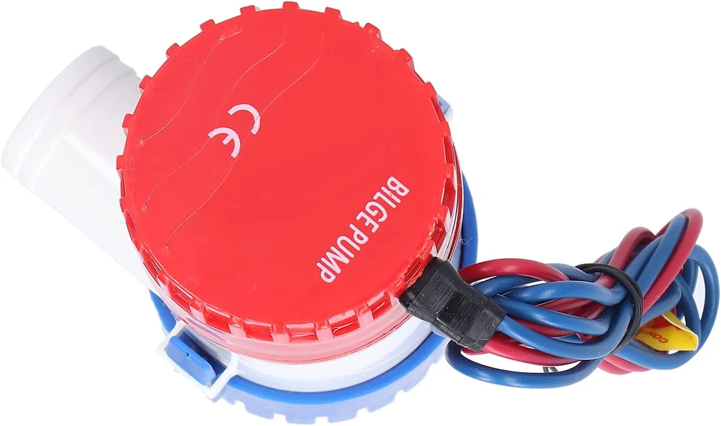 350GPH, Stainless Steel Shaft, ABS Housing Bilge Pump Kit, Easy to Clean, Low Noise, DC 12V/24V Submersible Pump for Drainage with and, Humanized Design for Ship, Suitable for