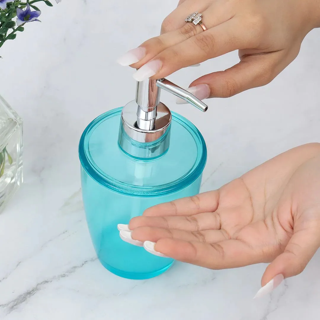 3Pcs Glossy Turquoise Plasticware Bath Accessories Set