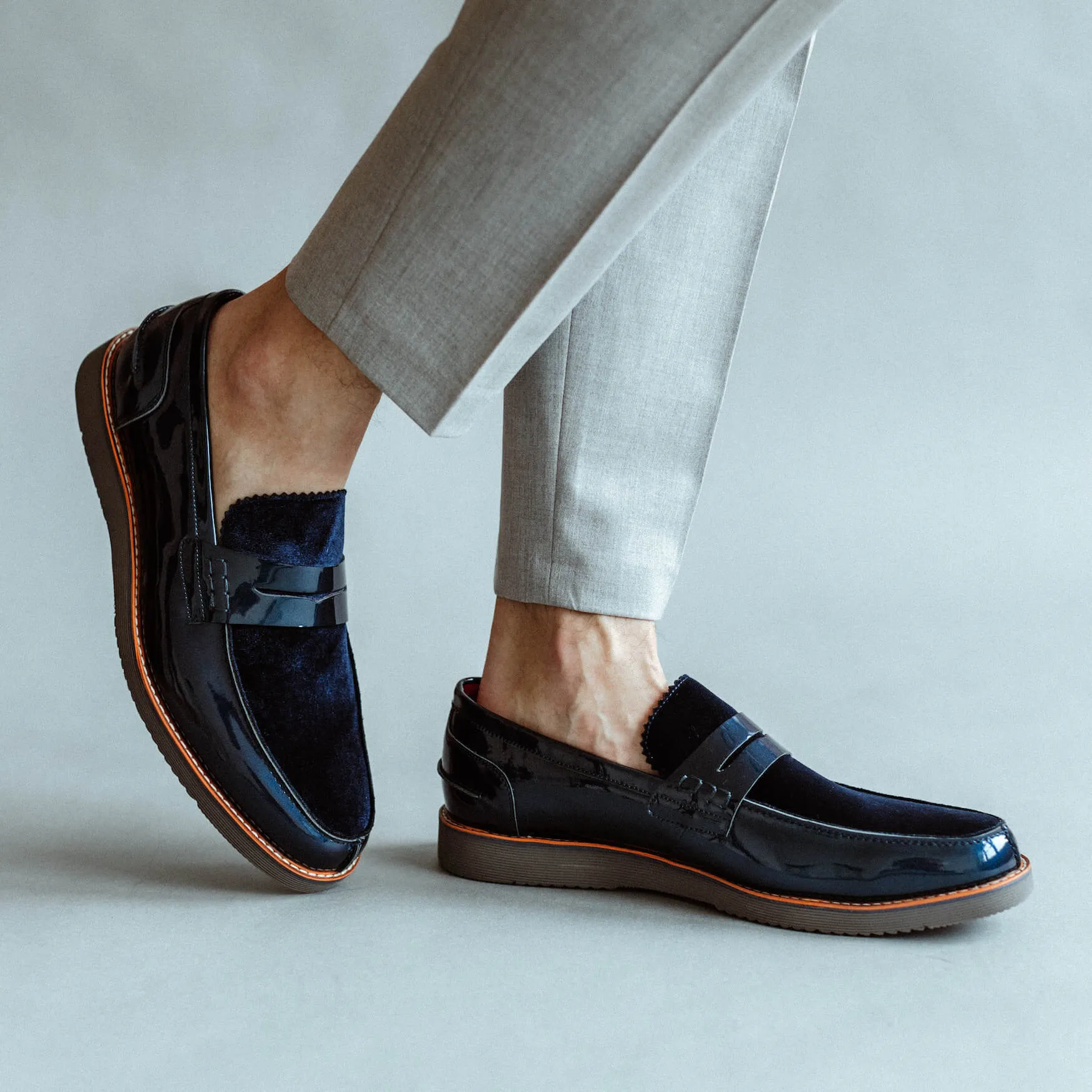 Abe Navy Patent Leather Penny Loafers