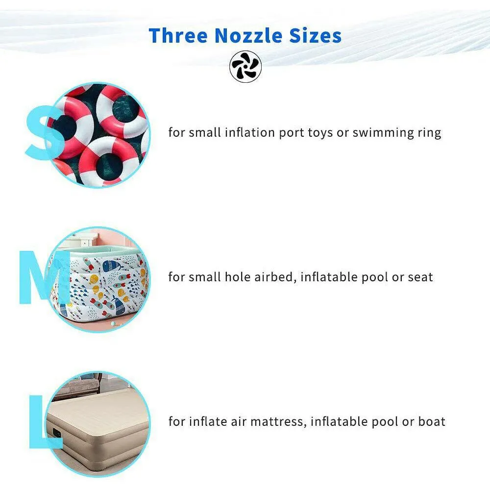AC DC12V Electric Air Pump Inflator with 3 Nozzle