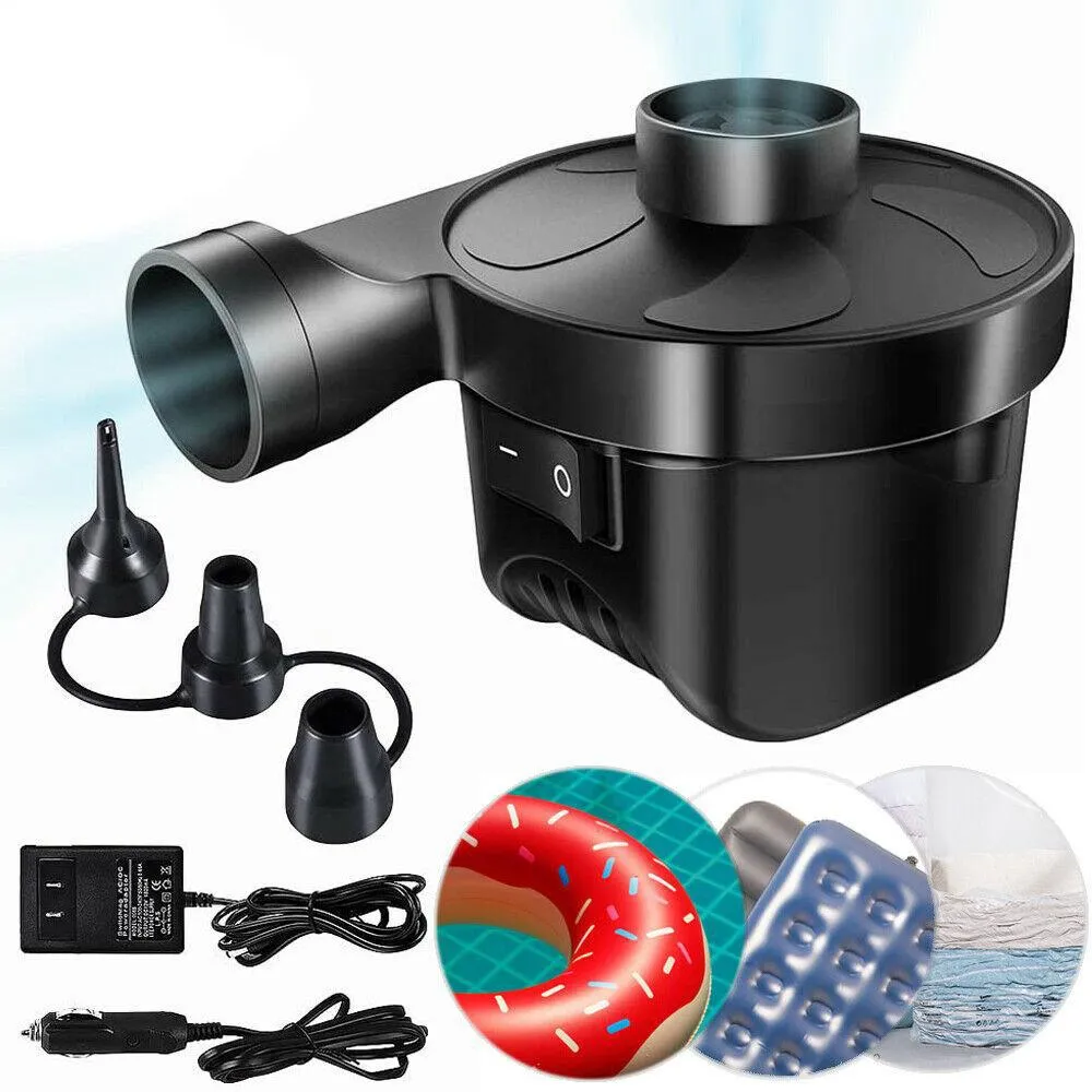 AC DC12V Electric Air Pump Inflator with 3 Nozzle