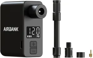 AIRBANK Mini Bike Pump with Gauge Pocket PRO, Max 120PSI Bike Air Pump Auto Shut-Off, Portable Electric Bicycle Pump for Road Bike and Balls, Tire Inflator for Schrader & Presta Valve