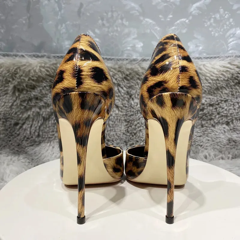 All Glossy Leopard Women Pointy Toe Sexy High Heel Shoes