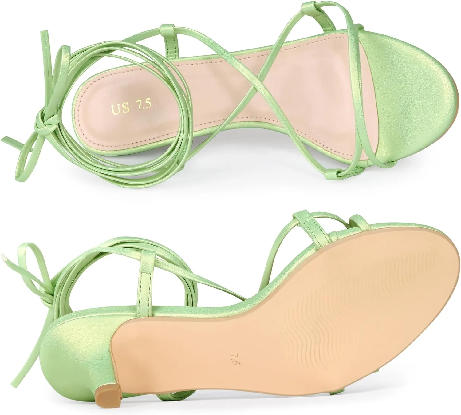 Allegra K Women's Strappy Lace Up Kitten Heels Sandals