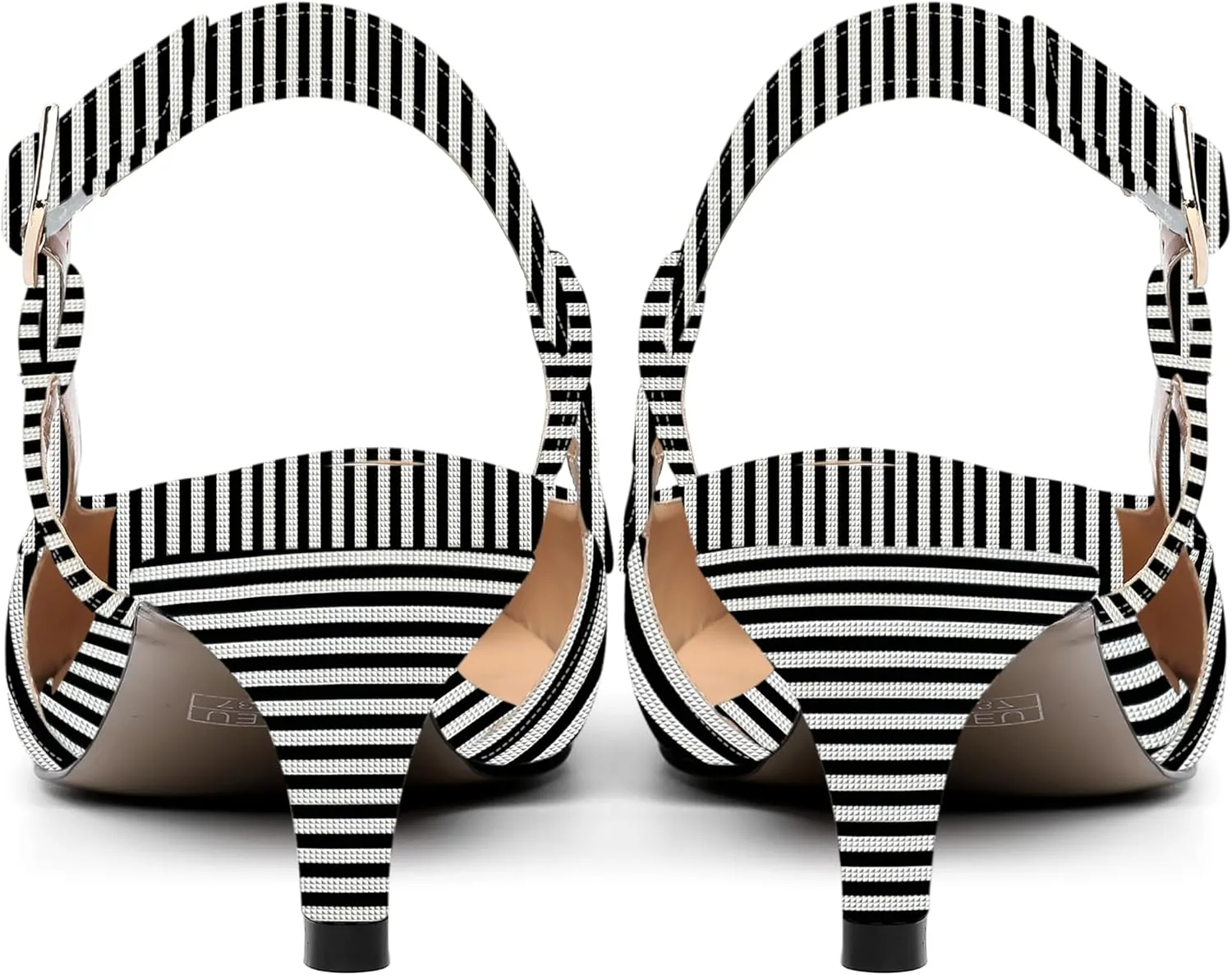AMBELIGHT Womens Square Toe Evening Buckle Patent Sexy Slingback Kitten Low Heel Pumps Shoes 2 Inch