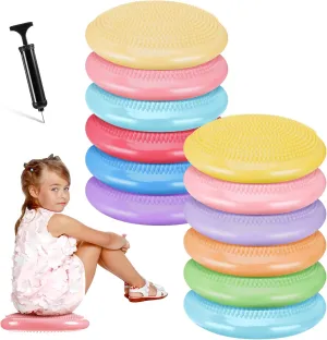 Amylove 13 Pcs Inflated Wobble Cushion Pump Wiggle Seat for Sensory Kids Flexible Seating Exercise Balance Disc Sensory Chair Balance Boards for Office School Equipment, Pump Included