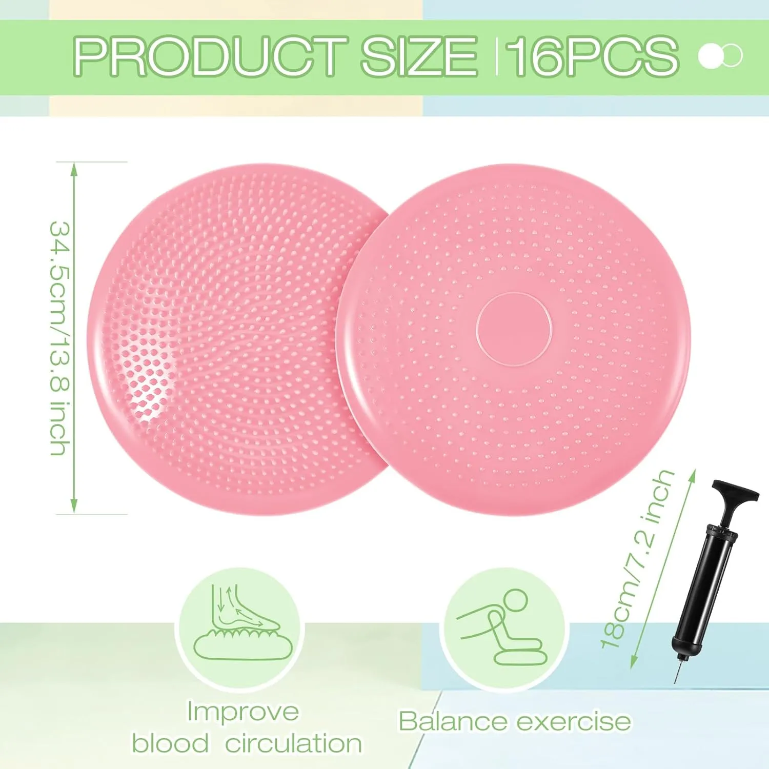 Amylove 13 Pcs Inflated Wobble Cushion Pump Wiggle Seat for Sensory Kids Flexible Seating Exercise Balance Disc Sensory Chair Balance Boards for Office School Equipment, Pump Included