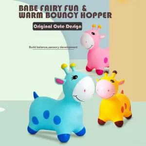 Animals Bouncy Horse Hopper Toys for Kids, Giraffe Jumping Inflatable Ride on Bouncer Hopping Gifts for Toddlers Boys Girls 4 5 6  Years Old with Pump (Pink)