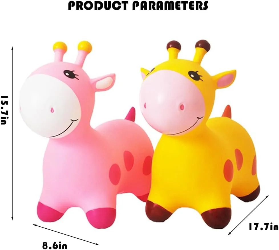 Animals Bouncy Horse Hopper Toys for Kids, Giraffe Jumping Inflatable Ride on Bouncer Hopping Gifts for Toddlers Boys Girls 4 5 6  Years Old with Pump (Pink)