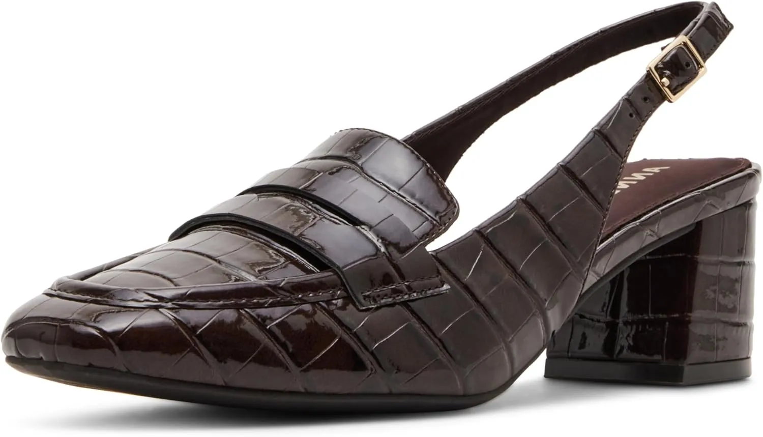 Anne Klein Womens Mona Textured Patent Loafer Heels