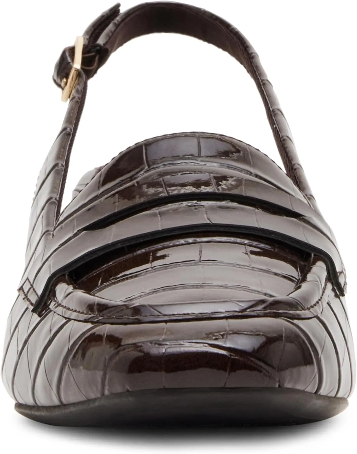 Anne Klein Womens Mona Textured Patent Loafer Heels