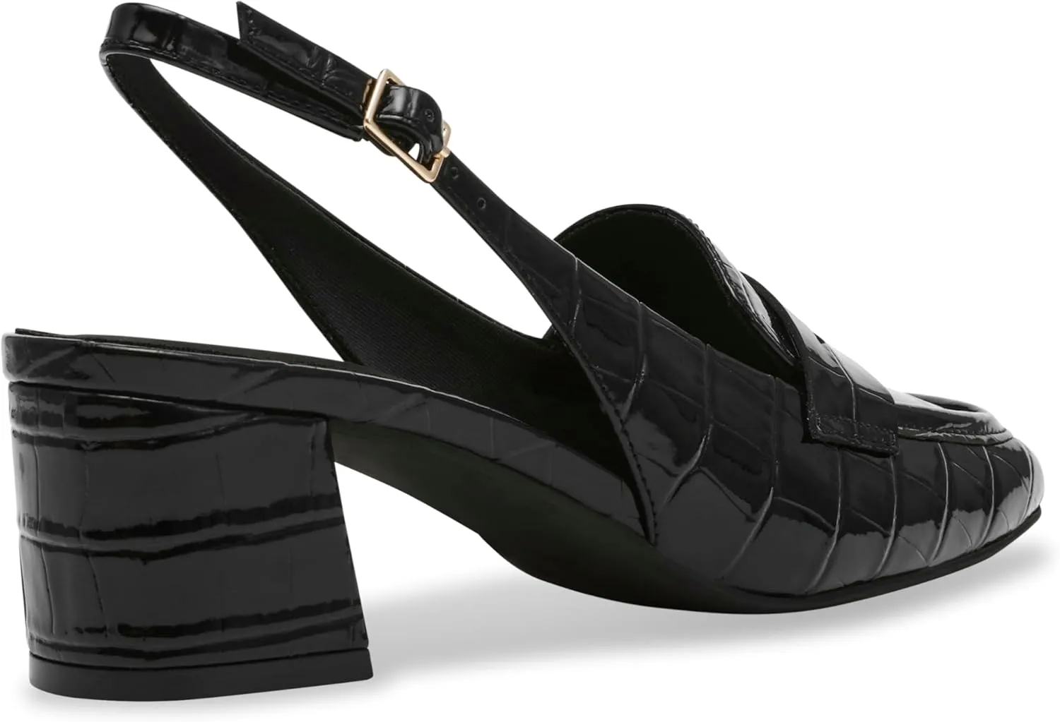Anne Klein Womens Mona Textured Patent Loafer Heels
