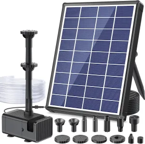 Antfraer 6.5W Solar Fountain Pump for Bird Bath, Solar Water Fountain with Upgraded Dry-run Protection Water Pump, Double-layer Nozzles, 5Ft Tubing for Pond, Bird Bath, Backyard Water Feature Used
