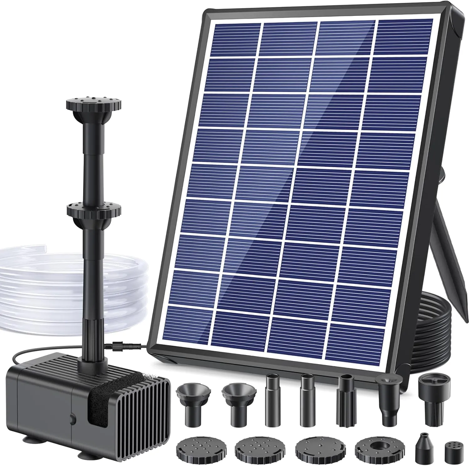 Antfraer 6.5W Solar Fountain Pump for Bird Bath, Solar Water Fountain with Upgraded Dry-run Protection Water Pump, Double-layer Nozzles, 5Ft Tubing for Pond, Bird Bath, Backyard Water Feature Used