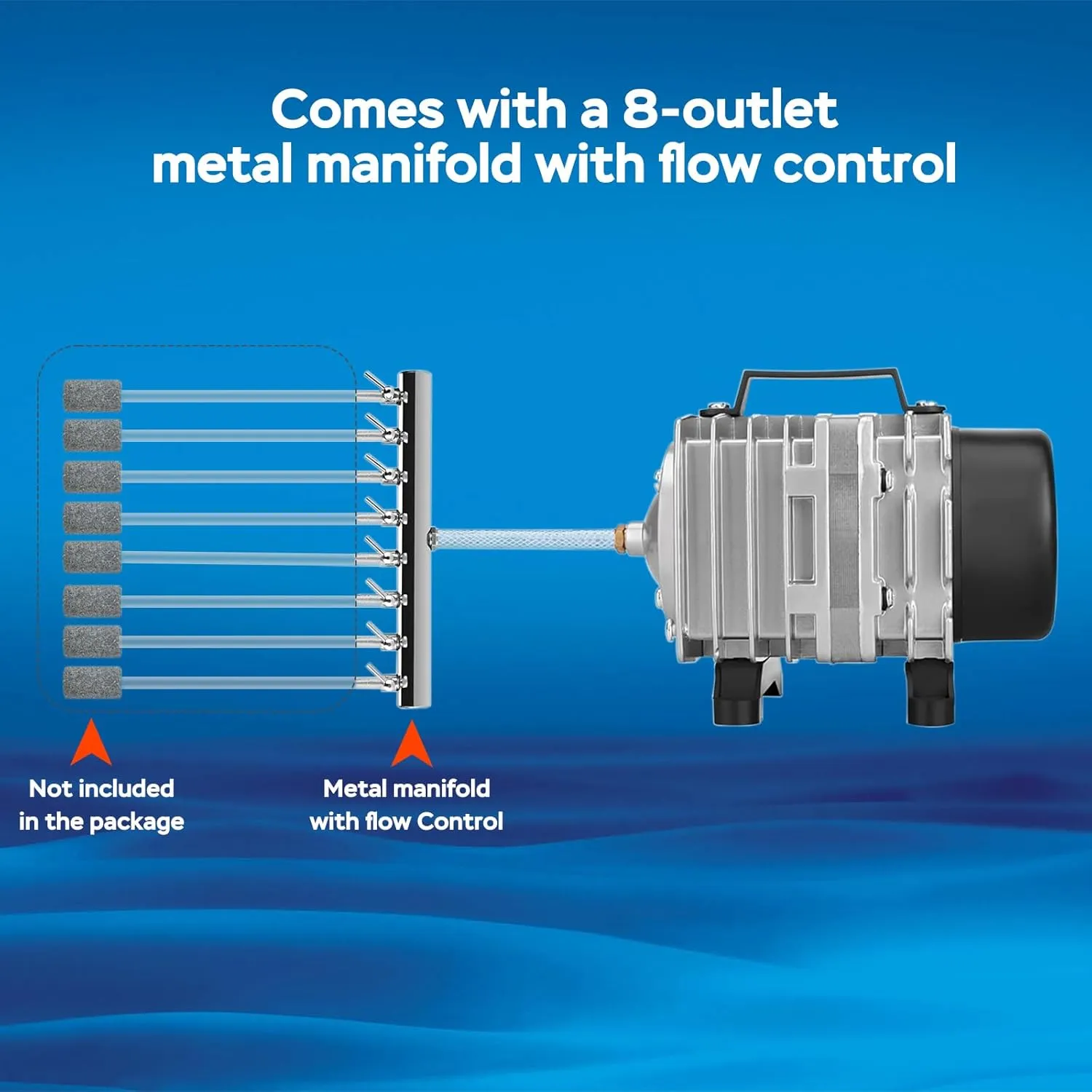 AquaMiracle Aquarium Air Pump Commercial Air Pump with Aluminum Housing, 600/1000/1200/1750GPH Fish Tank Bubbler Pond Aerator for Aquariums, Ponds, Hydroponics