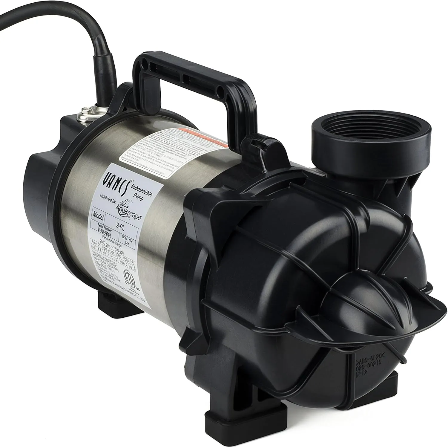 Aquascape Tsurumi 9PL Submersible Pump for Ponds, Skimmer Filters, and Pondless Waterfalls, 7,300 GPH | 29977