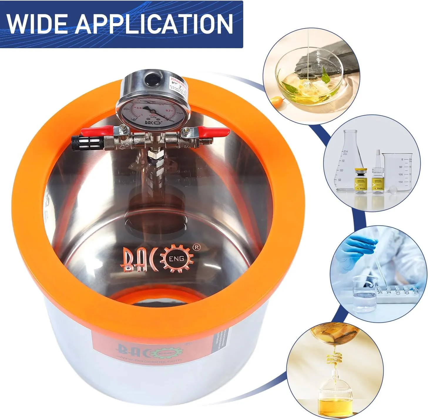 BACOENG 5 Gallon Vacuum Chamber with Pump, Stainless Steel Vacuum Degassing Chamber Kit with 3.6 CFM 1/4 HP Single Stage HVAC Vacuum Pump with Oil