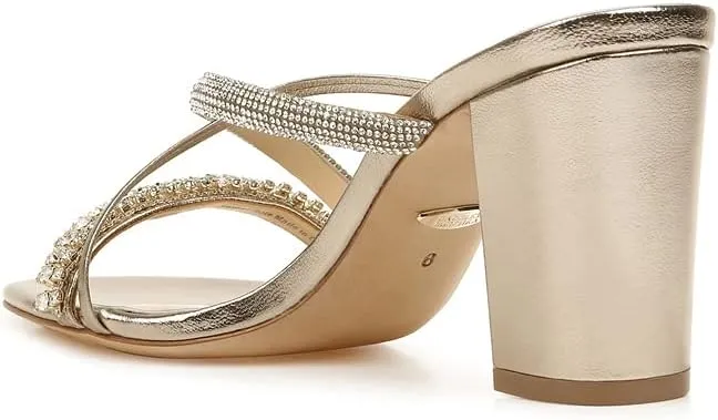 Badgley Mischka Women's Slide, Block Heel Heeled Sandal