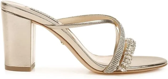 Badgley Mischka Women's Slide, Block Heel Heeled Sandal