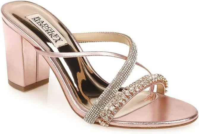 Badgley Mischka Women's Slide, Block Heel Heeled Sandal