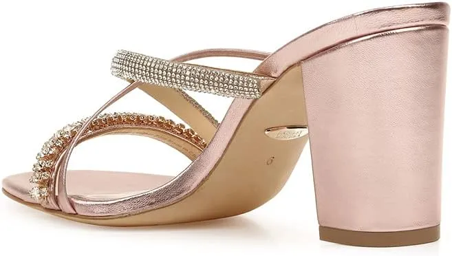 Badgley Mischka Women's Slide, Block Heel Heeled Sandal