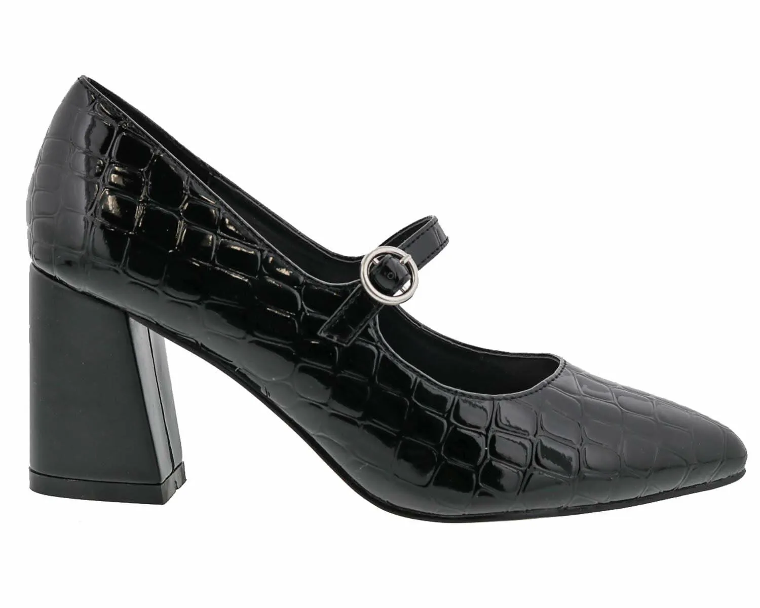 Bellini Vex Women's Mary Jane Pump with Block Heel, Black Croc Combo, 10 Wide