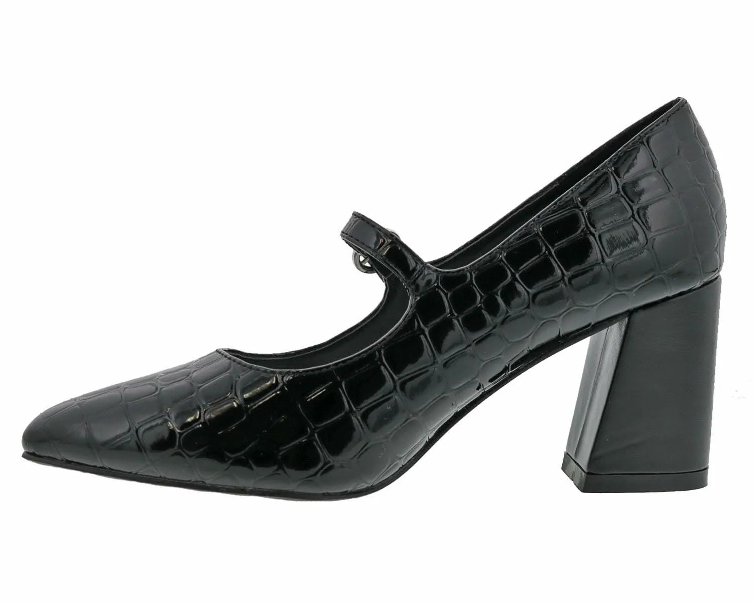 Bellini Vex Women's Mary Jane Pump with Block Heel, Black Croc Combo, 10 Wide