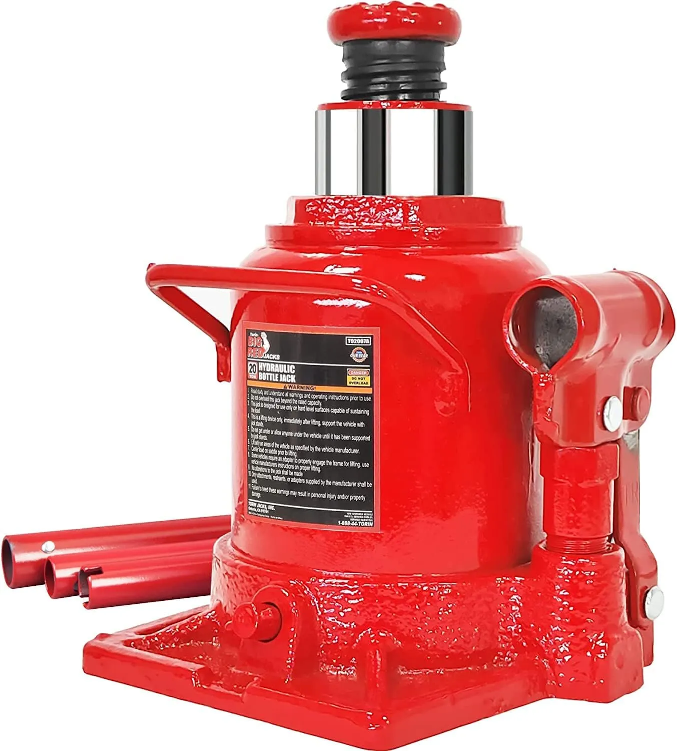 BIG RED TAM92007A Torin Hydraulic Stubby Low Profile Bottle Jack, 20 Ton (40,000 lb) Capacity, Red
