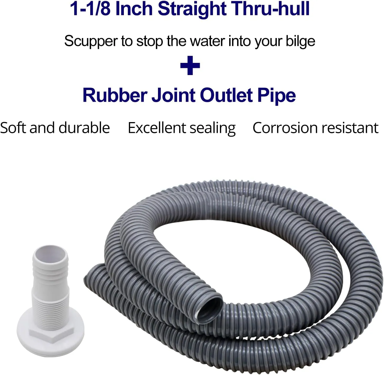 Bilge Pump Kit For Boats 12v, 1100 GPH Non-Automatic Pump Float Switch 12v 24 V 32 V with 1-1/8 Inch Plumbing Kit, Including Hose, Clamps, Thru Hull Connectors for Boats