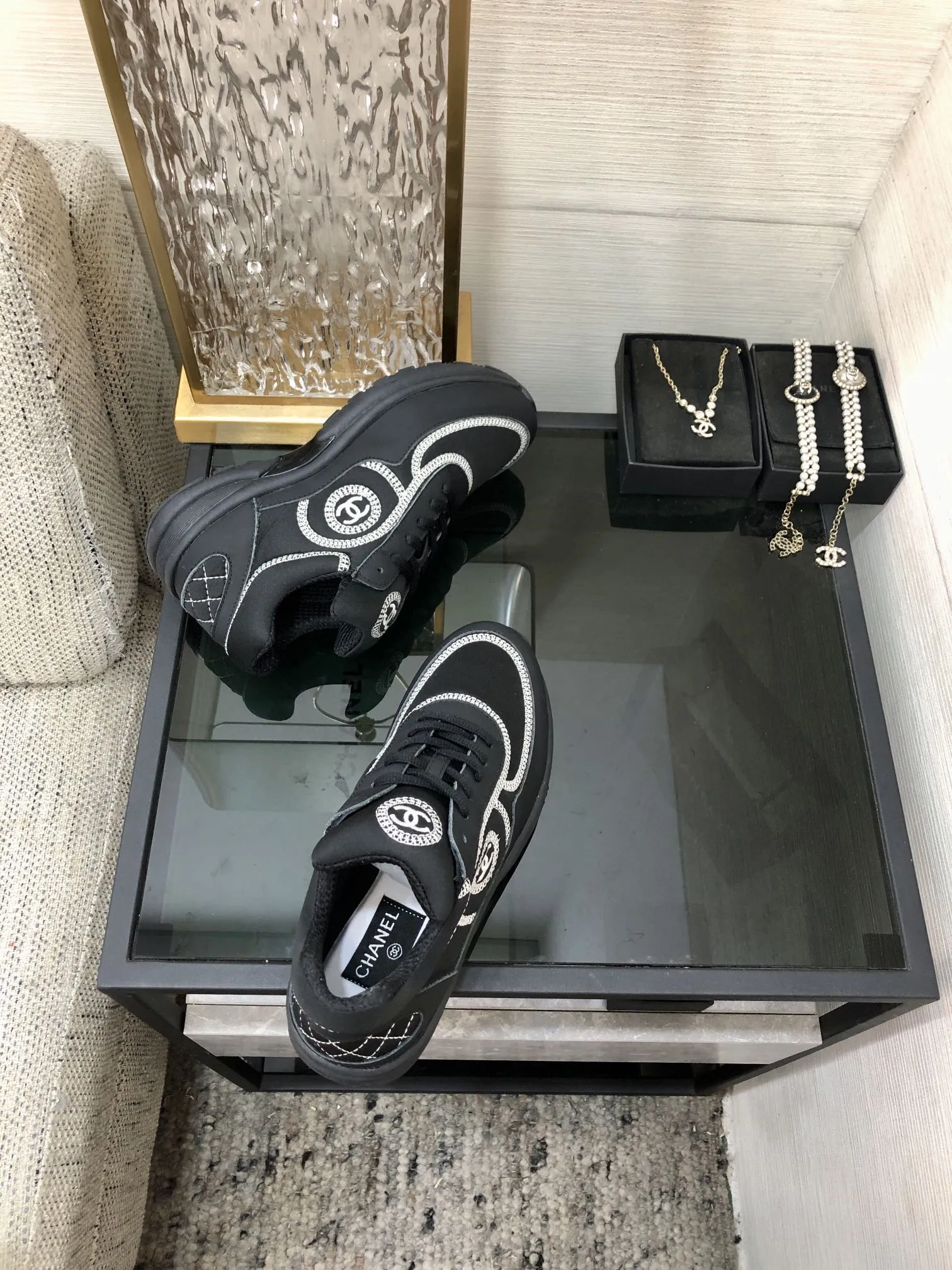 Black Economical shipping CHANEL Sneaker Super savings Fabric
