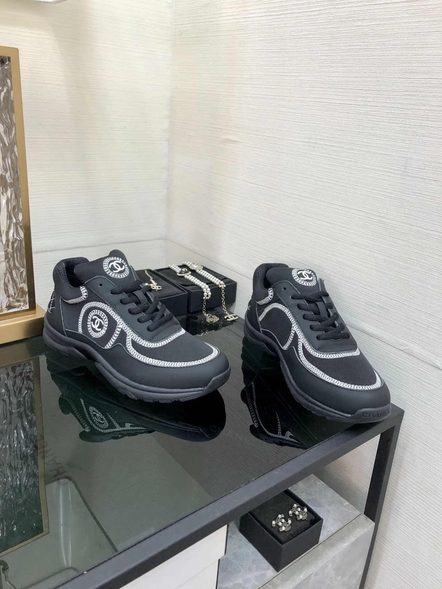 Black Economical shipping CHANEL Sneaker Super savings Fabric
