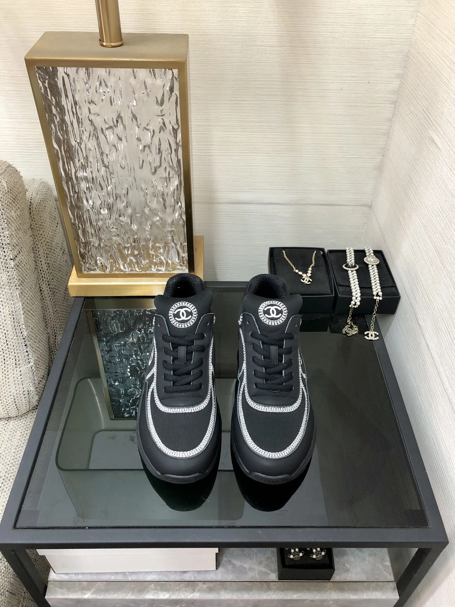 Black Economical shipping CHANEL Sneaker Super savings Fabric