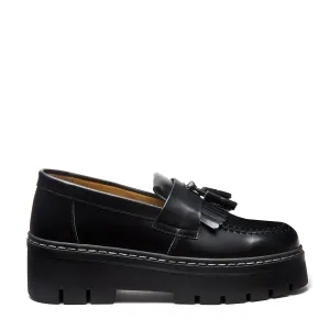 Black Hi-Shine Platform Tassel Loafer