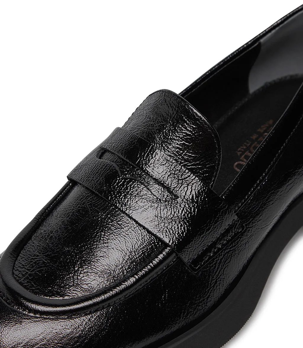 Black patent leather loafer