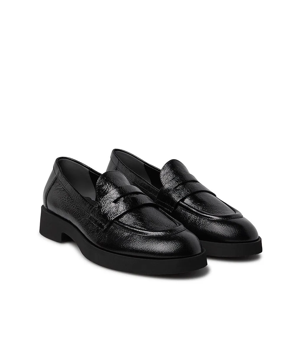 Black patent leather loafer