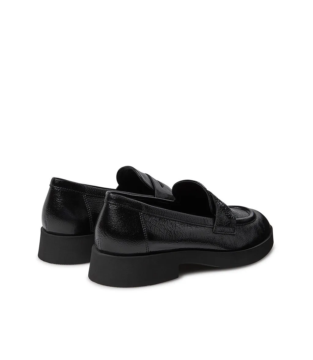 Black patent leather loafer