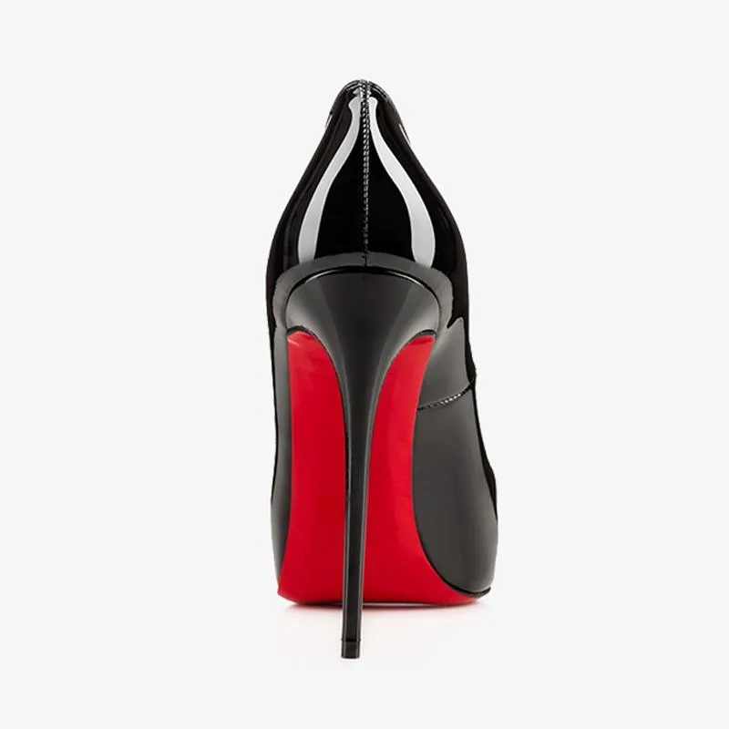 Black Patent Leather Peep Toe Pumps