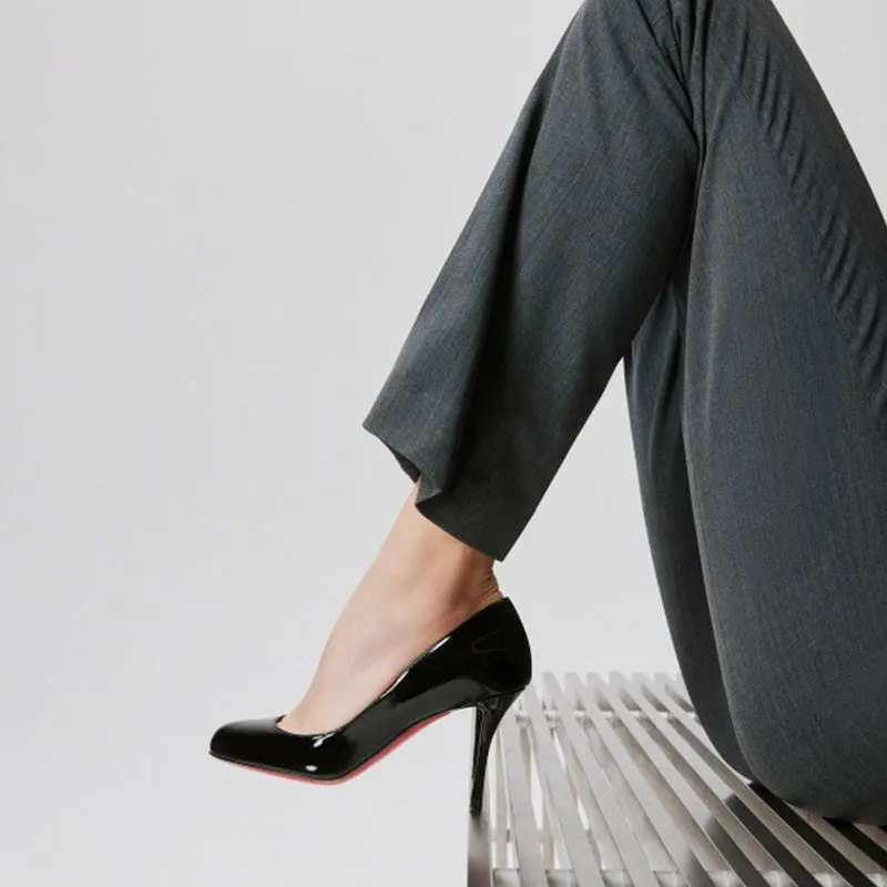Black Patent Rounded Toe Stiletto Pumps