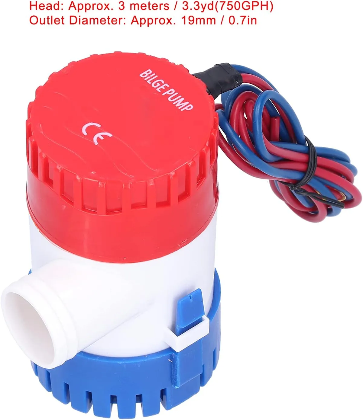 Boat Bilge Pump, DC Semiautomatic Switch Electric Small Submersible Pump Boat Bilge Water Pump 12V/24V 350/500/750/1100GPH (DC24V 750GPH)