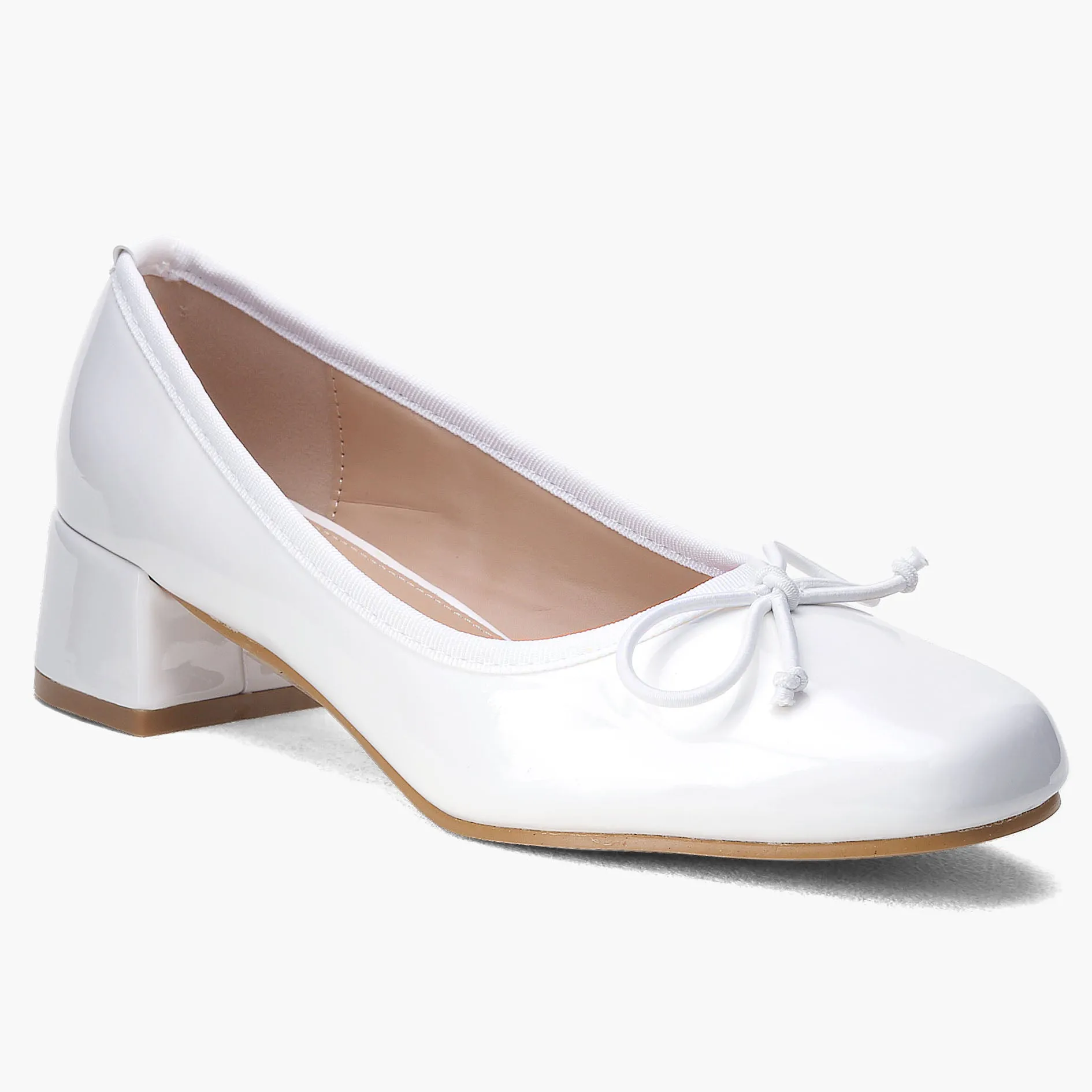Bowknot Ballet Pump Block Heels Women Shoes